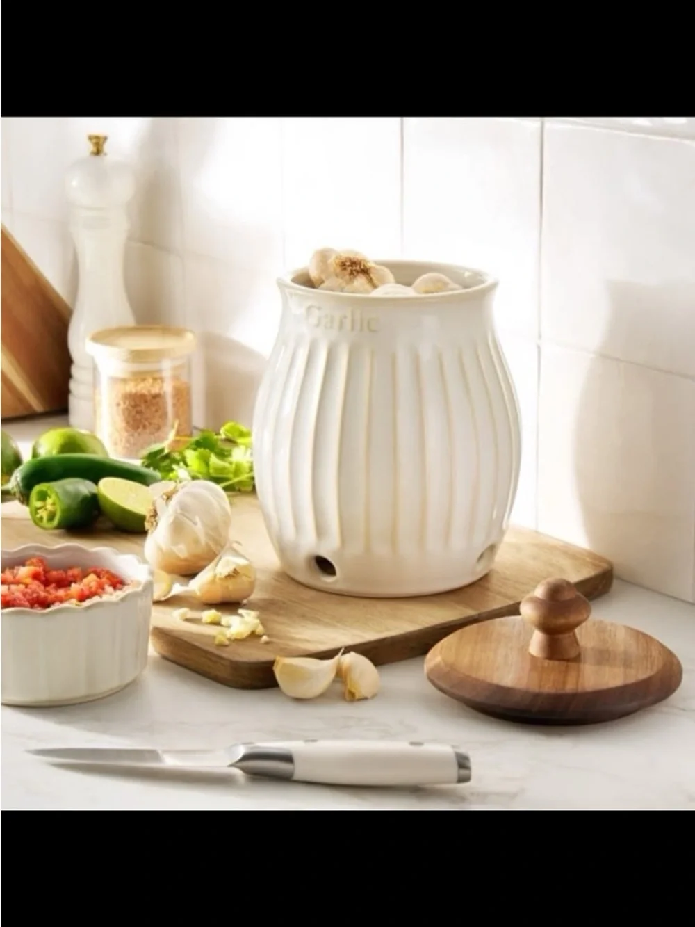 The Pioneer Woman Colette Stoneware Potato, Onions & Garlic Keepers, White